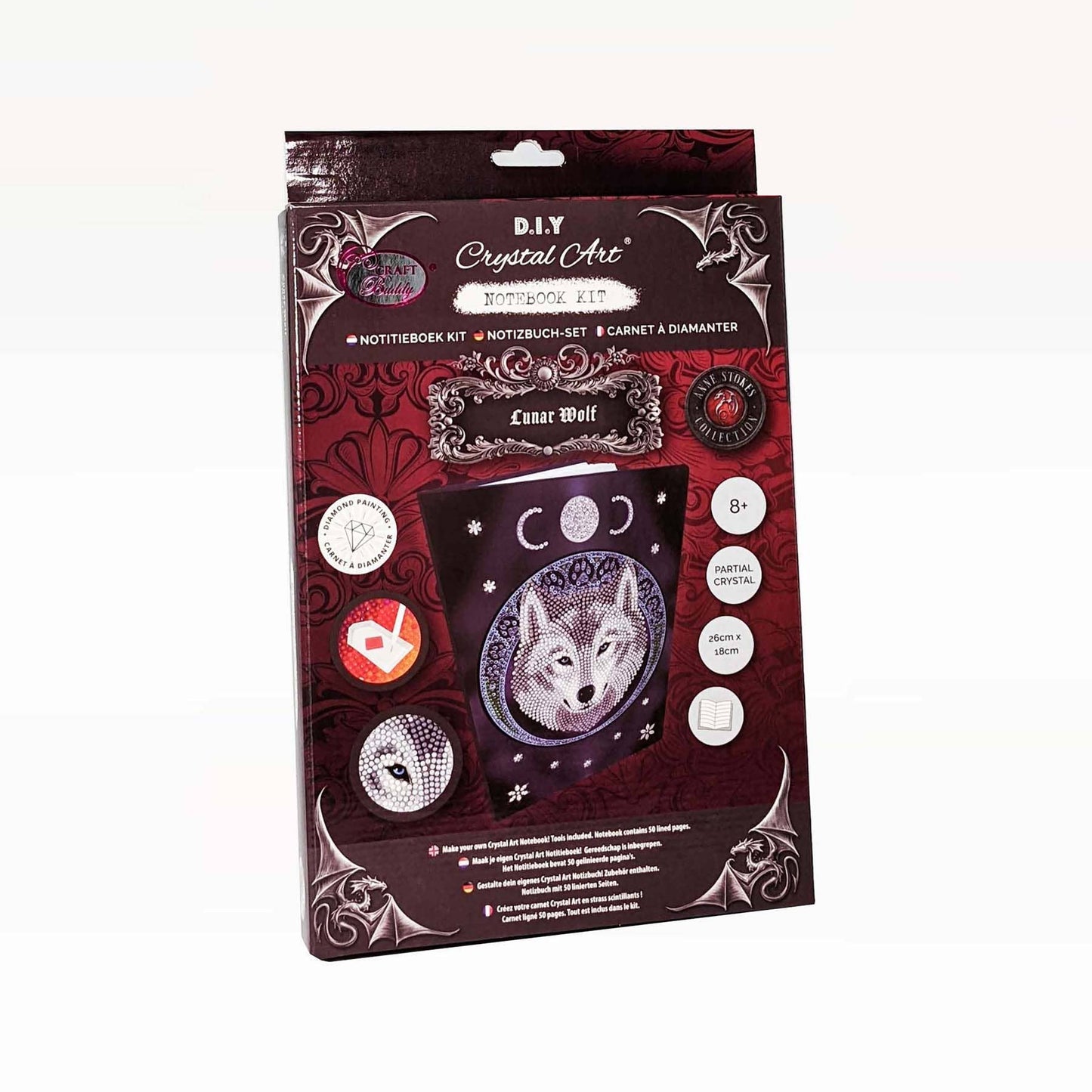 Crystal Art Notebook Kit: Lunar Wolf