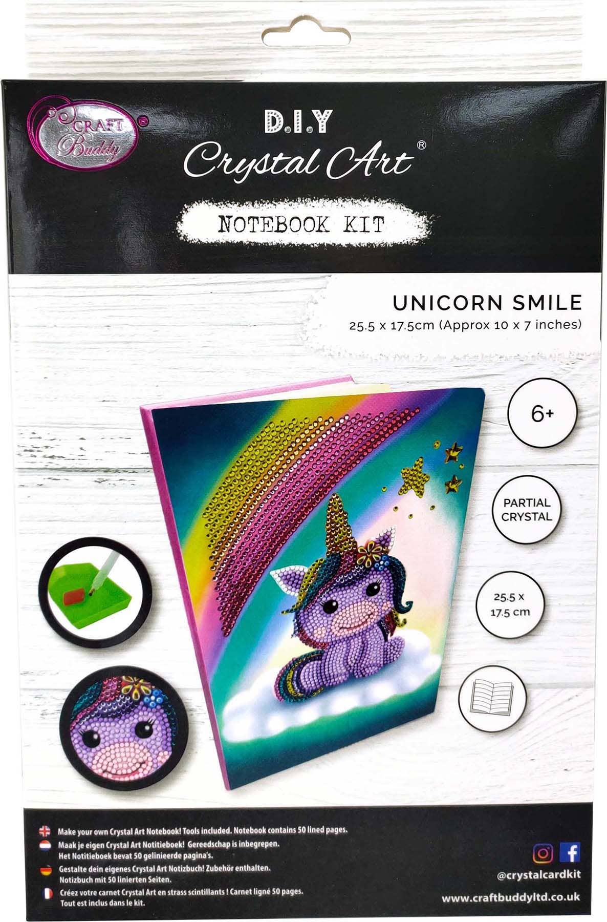 Crystal Art Notebook Kit: Unicorn Smile