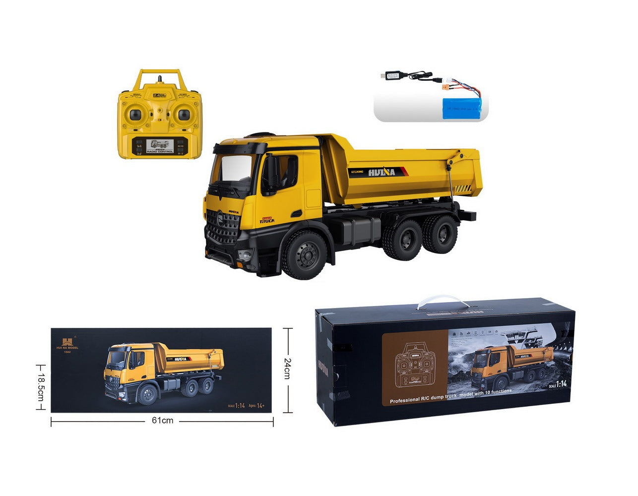 10 Channel All-alloy Remote Control Dump Truck Engineering Dumping Locomotive Toy