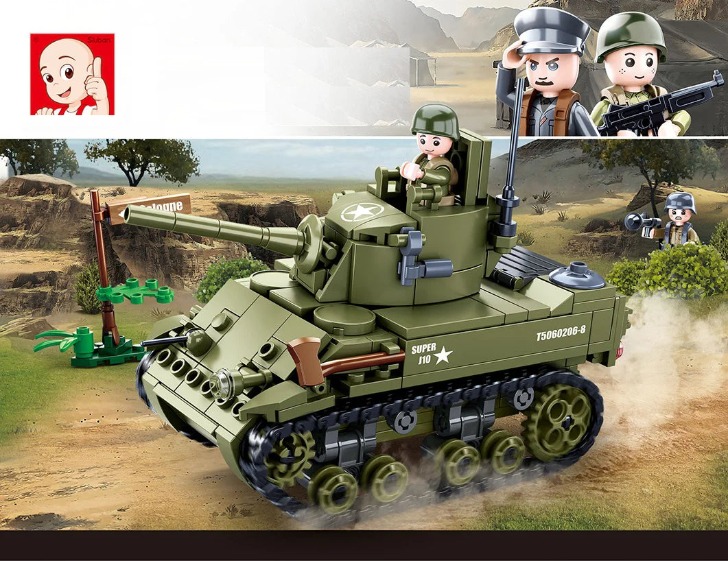 WW2 M5 Stuart Light Tank - 344 Pcs, -Sluban Set M38-B0856