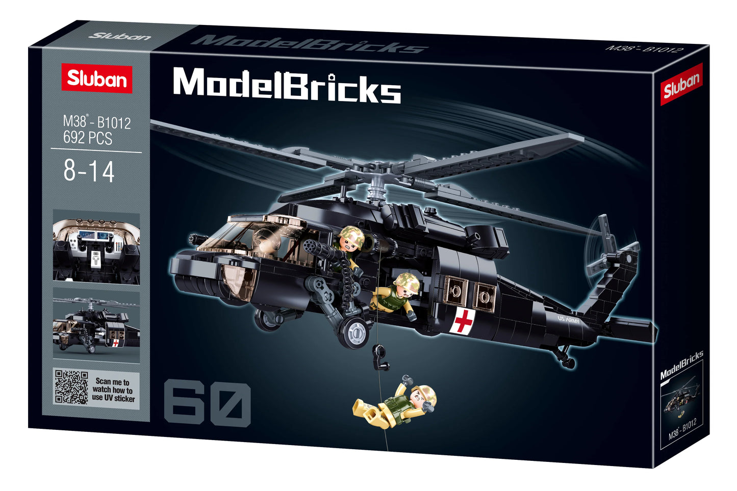 UH-60 US Black Hawk Military Helicopter - 692 Pcs -