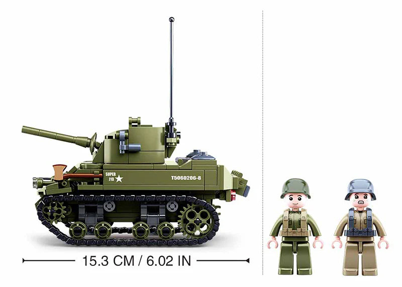 WW2 M5 Stuart Light Tank - 344 Pcs, -Sluban Set M38-B0856