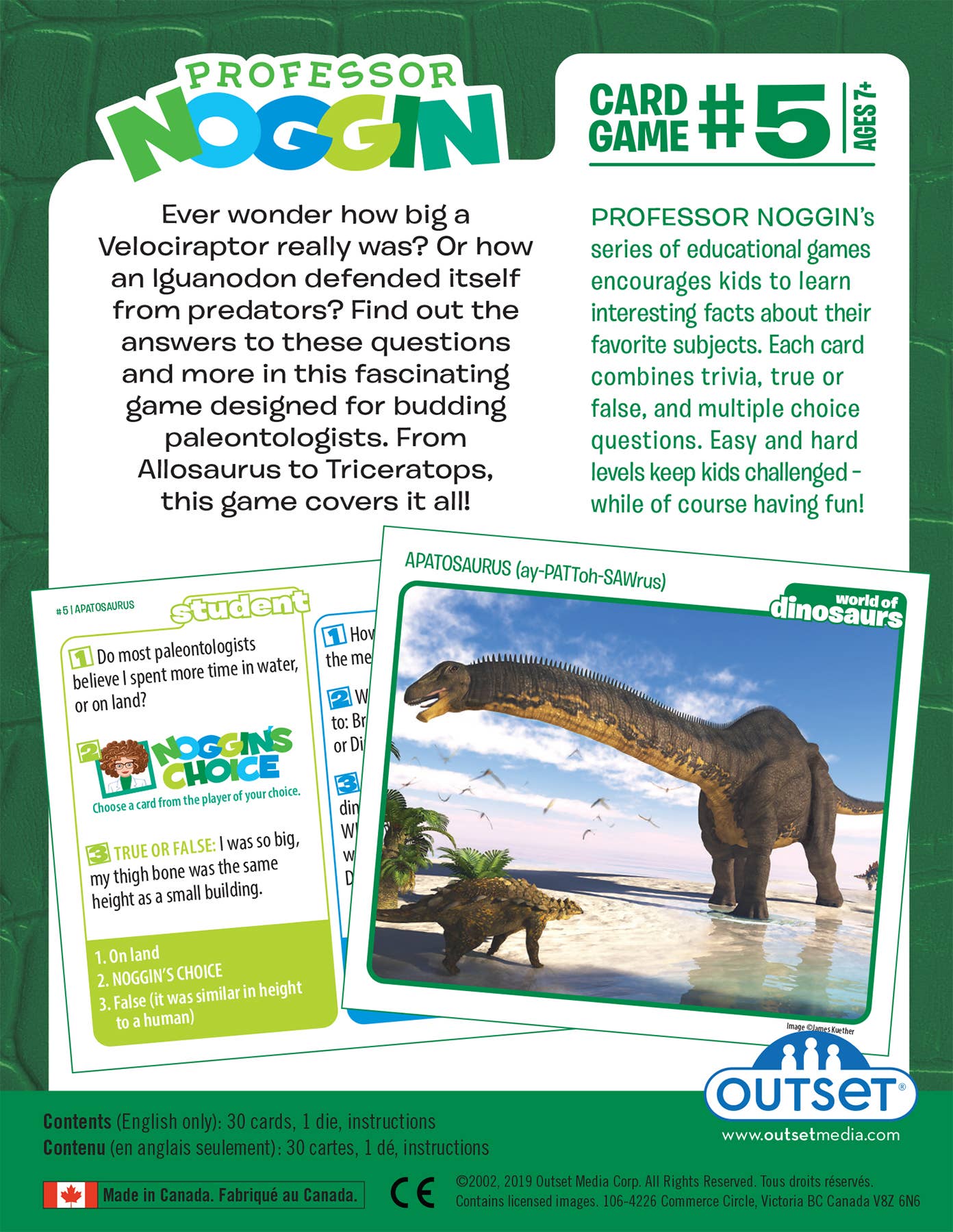 Prof. Noggin World of Dinosaurs Card Game