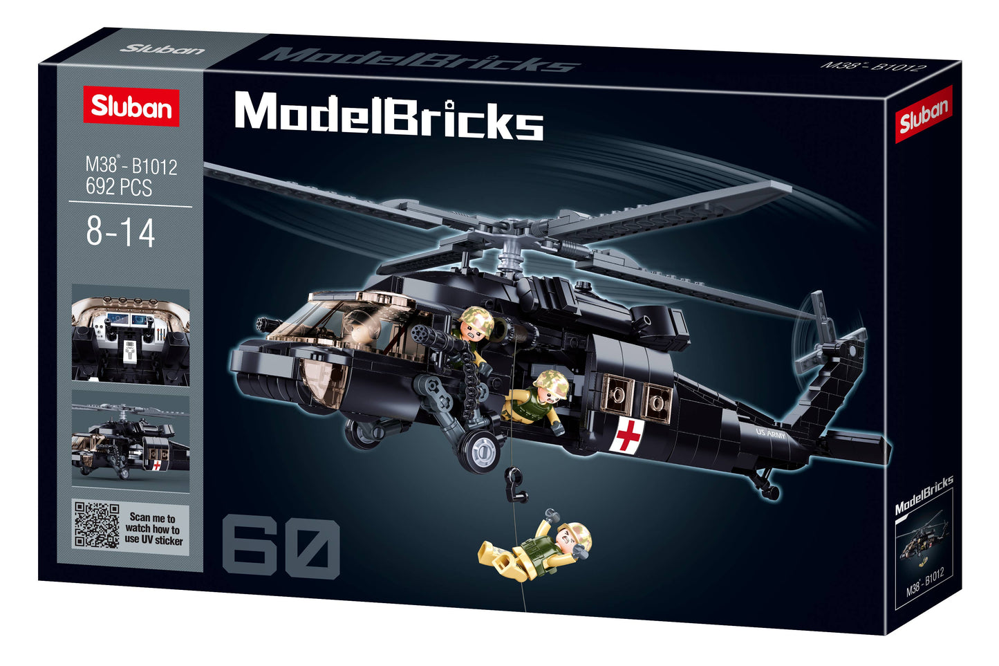 UH-60 US Black Hawk Military Helicopter 692 Pcs - M38-B1012