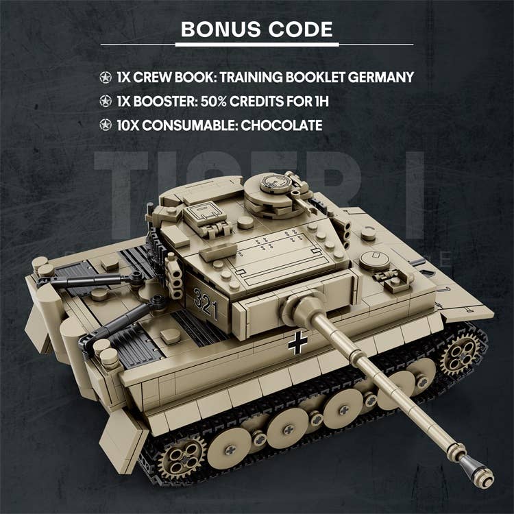 World of Tanks - Tiger Tank I Brick Set - 1138 PCS