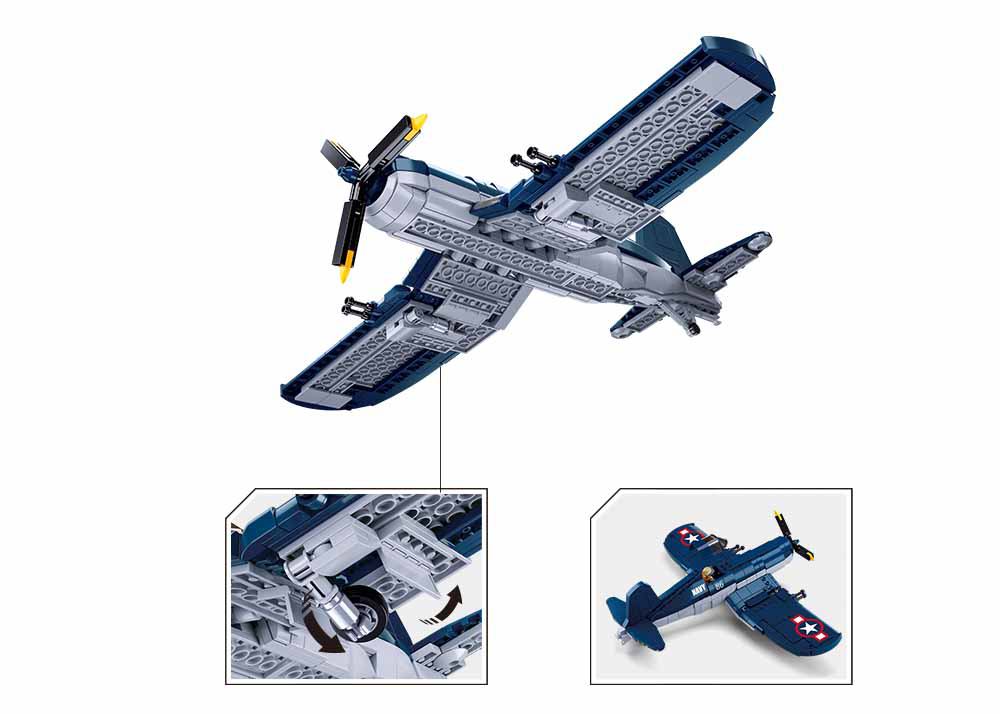 F4U Corsair WWII Fighter Plane Building Brick Kit (550 pcs)
