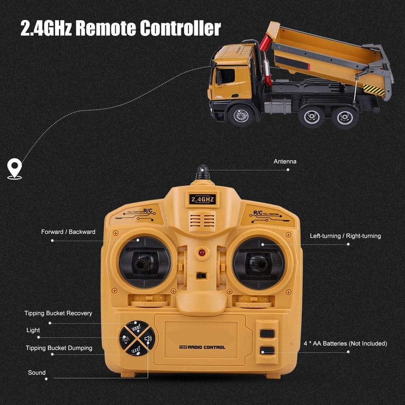 Dump Truck RC 10 Channel Construction Radio Control Model (1:14 Scale)