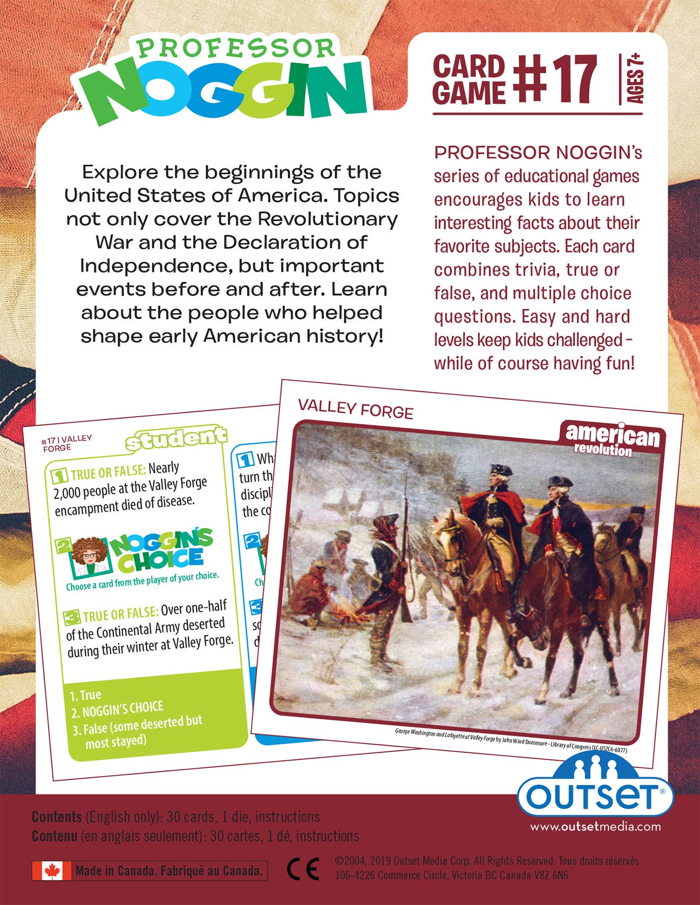 Prof. Noggin American Revolution Card Game