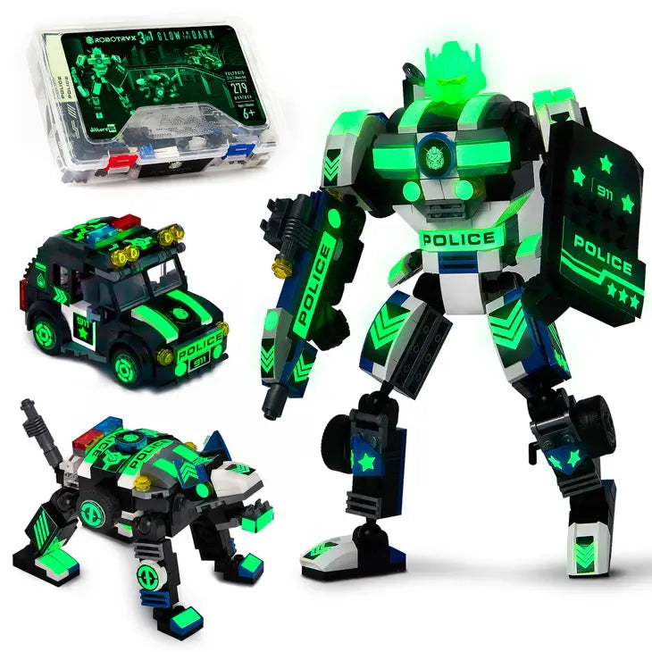 Police Robot Glow in the Dark 3-in-1 Toys (279 Pc) Voltroid