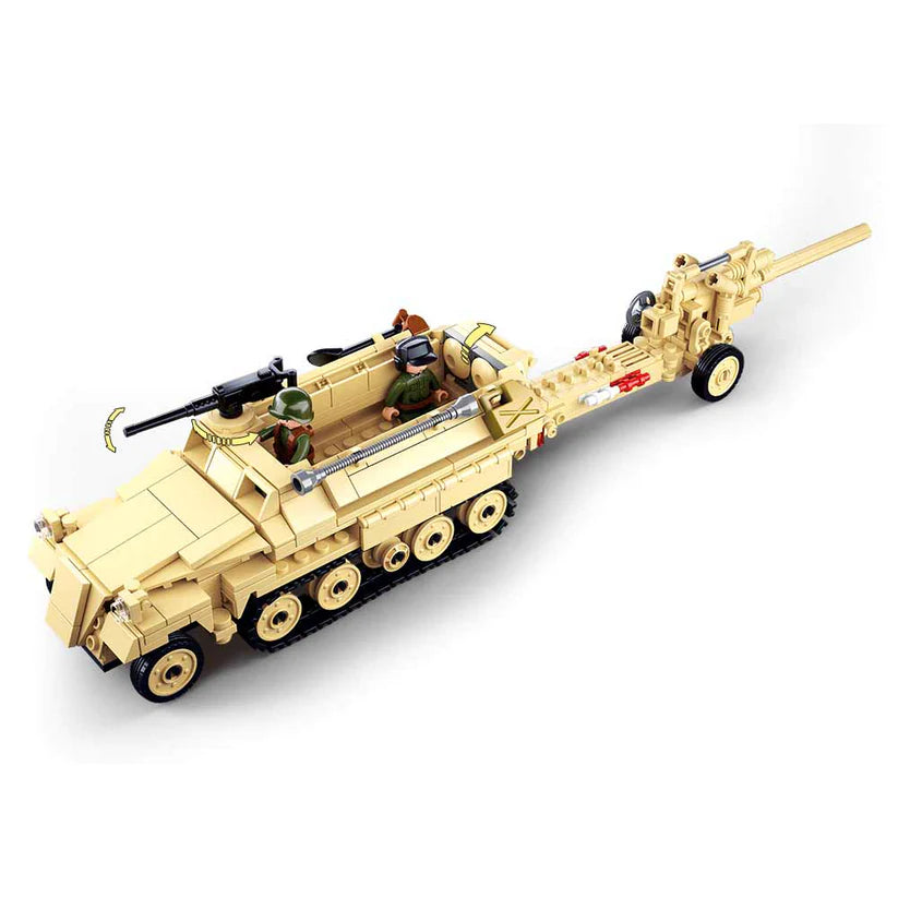 WWII SD.KFZ. 251 Half-Track K18 105mm Cannon Building Brick Kit (460 pcs)