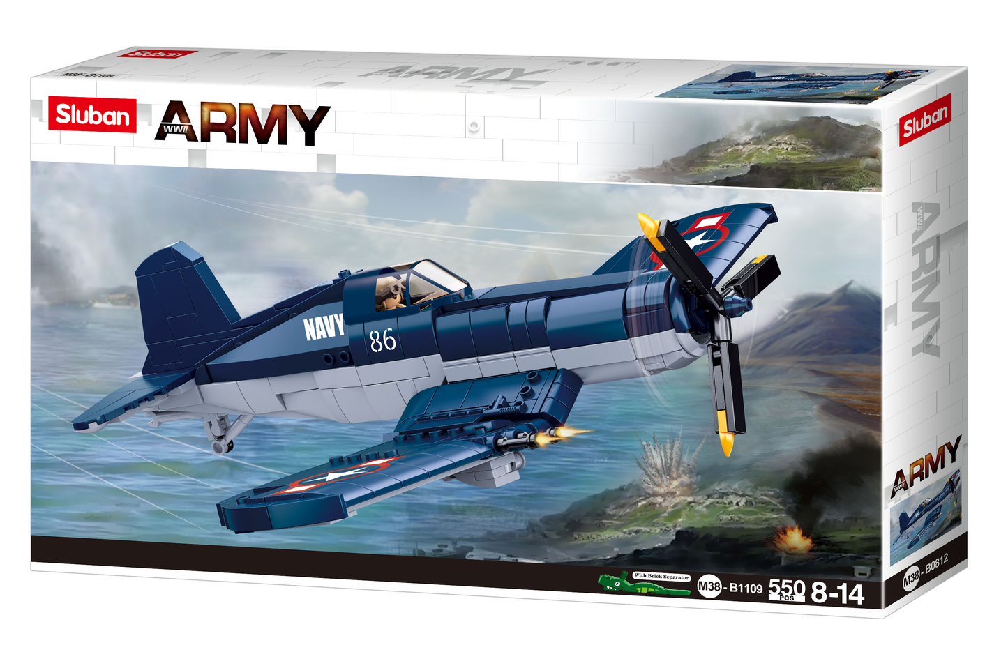 F4U Corsair WWII Fighter Plane Building Brick Kit (550 pcs)