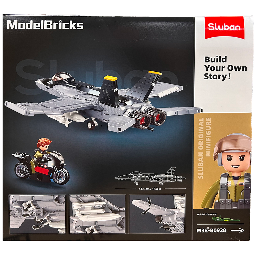 Model F-18 Hornet Fighter Jet Building Brick Kit (628 pcs)