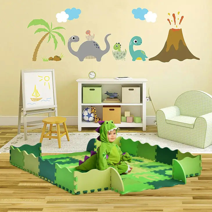 Baby Play Mat with Fence Eva Foam Jurassic Dinosaur