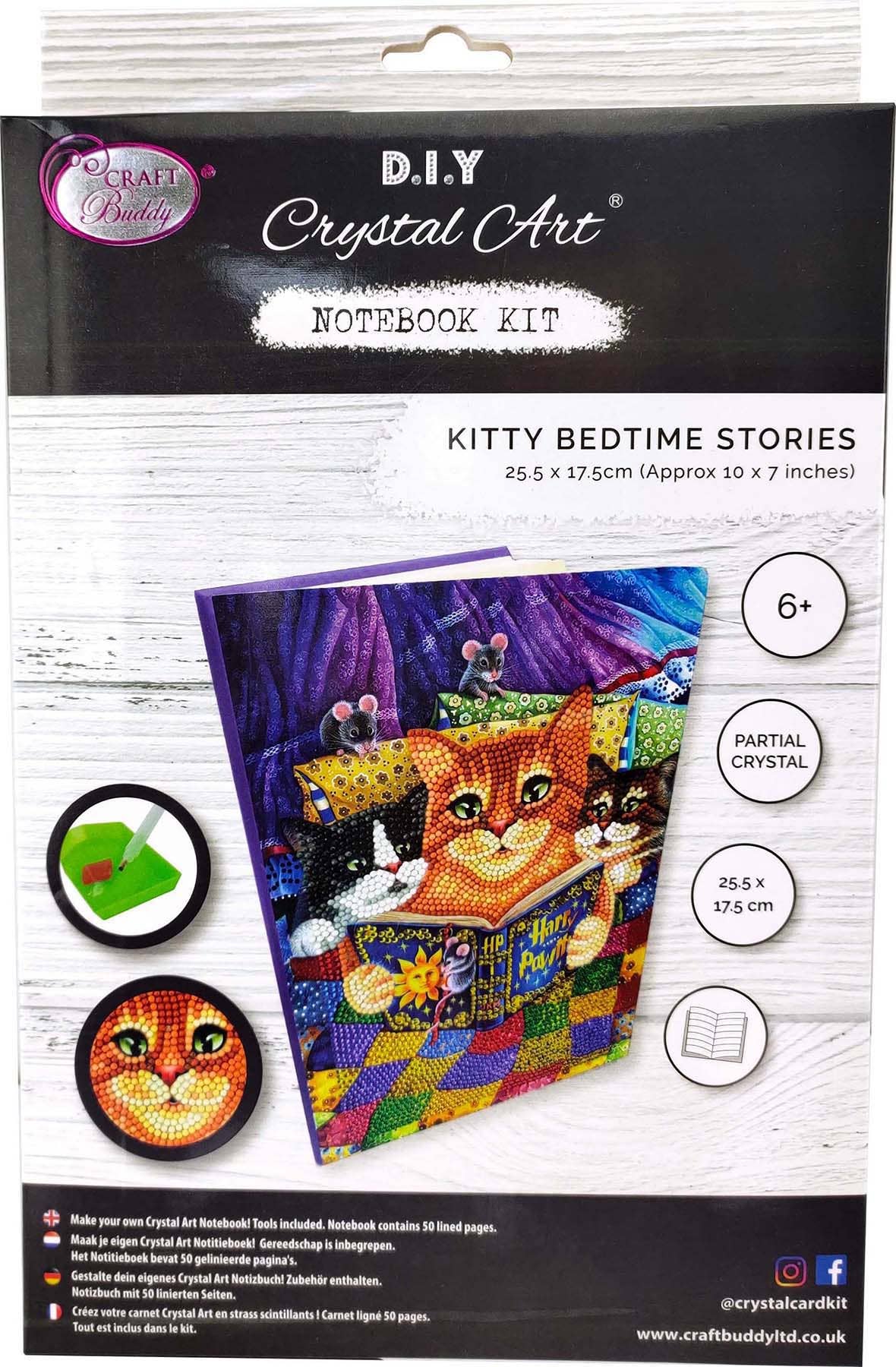 Crystal Art Notebook Kit: Kitten Bedtime