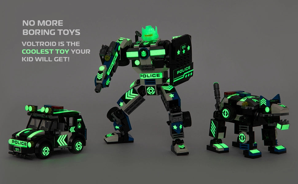 Police Robot Glow in the Dark 3-in-1 Toys (279 Pc) Voltroid