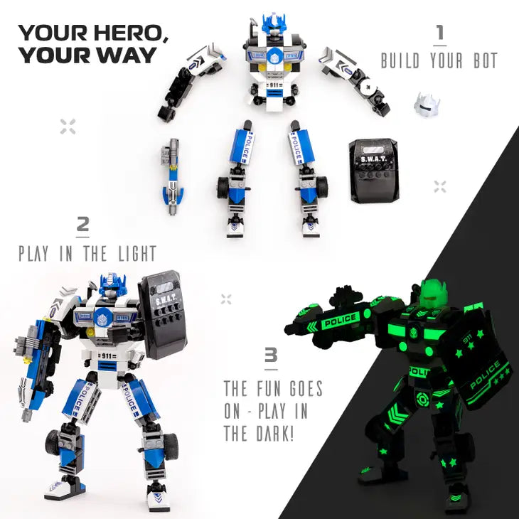 Police Robot Glow in the Dark 3-in-1 Toys (279 Pc) Voltroid