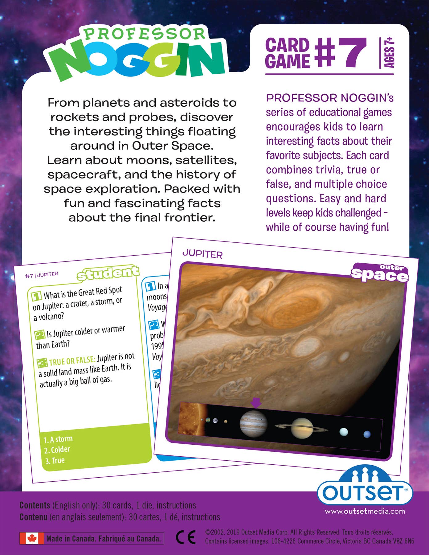Prof. Noggin Outer Space Card Game