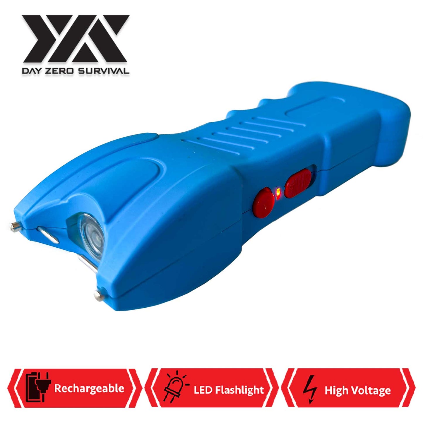 25 Million Volts Stun Gun Rechargeable with LED Flashlight Black