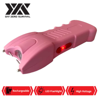 25 Million Volts Stun Gun Rechargeable with LED Flashlight Black