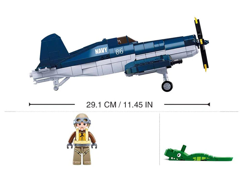 WWII F4U Corsair Fighter Plane Building Brick Kit (550 pcs)