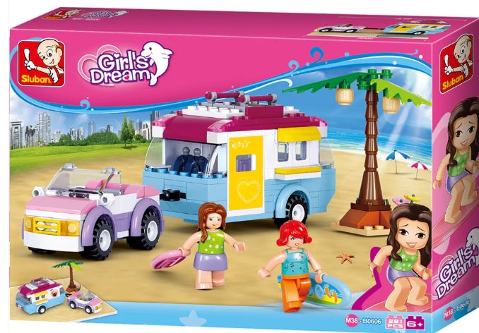 Girl's Dream Beach Holiday Trailer Building Brick Kit (272 pcs)