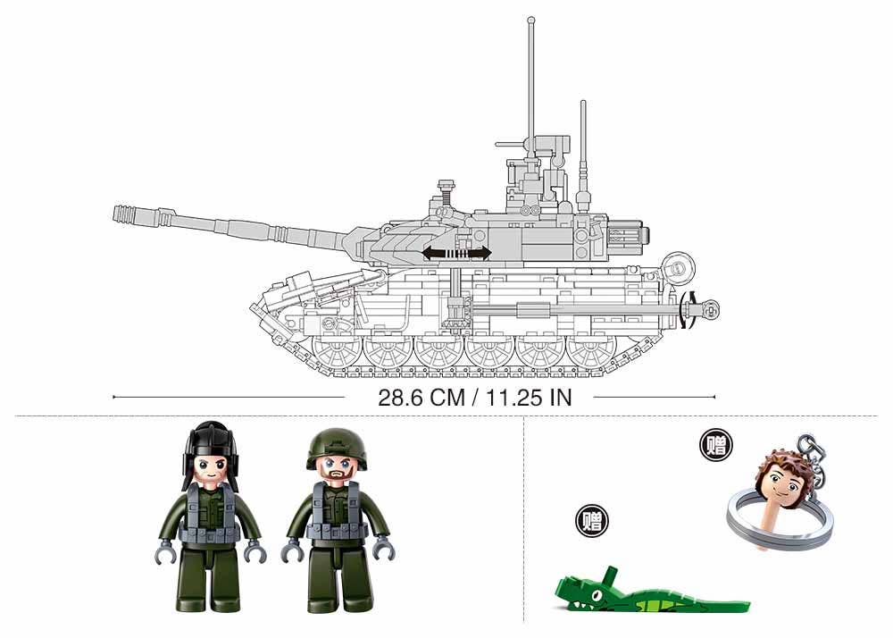 Model Bricks T90MS Battle Tank Building Brick Kit (772 Pcs)