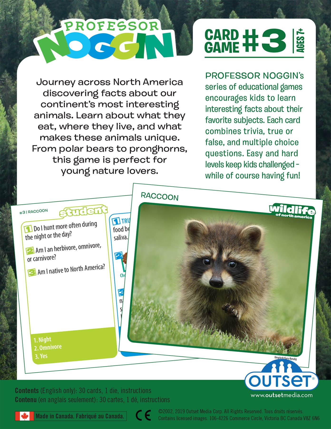 Prof. Noggin Wildlife of North America Card Game