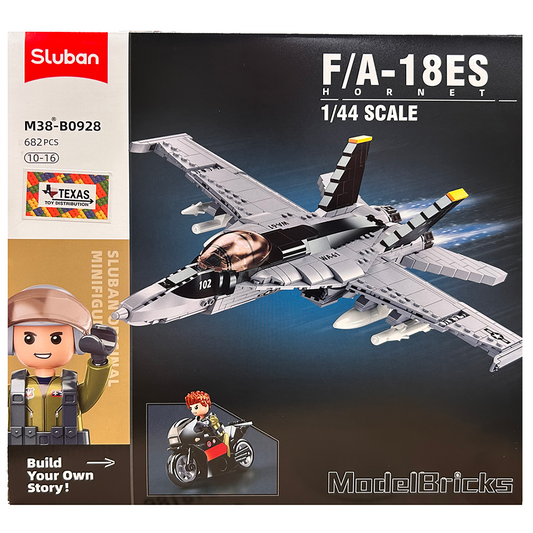 Model F-18 Hornet Fighter Jet Building Brick Kit (628 pcs)