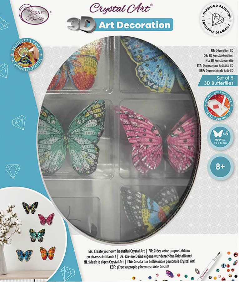 Crystal Art Deco Kit: 3D Butterflies (set of 5)