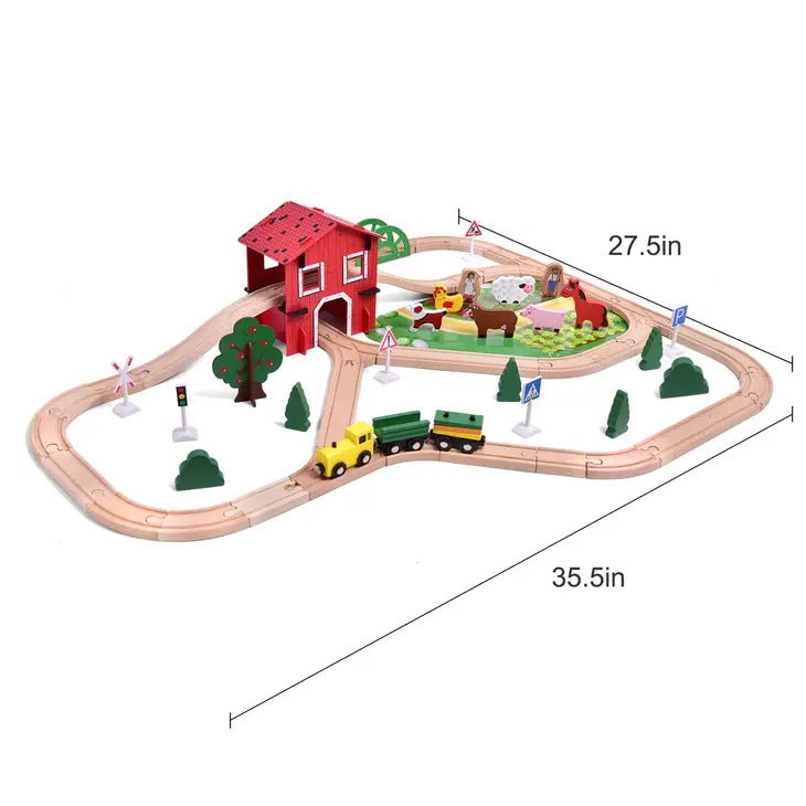 77 Pieces Wooden Farm & Tractor Play Set