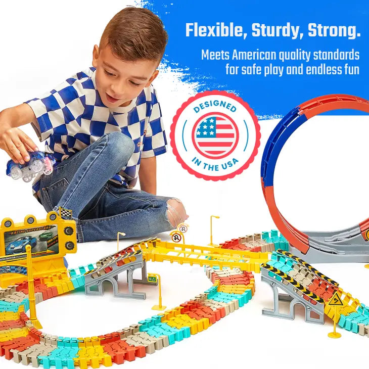 Flashtrack Glow in the Dark Racing & Building Track Set