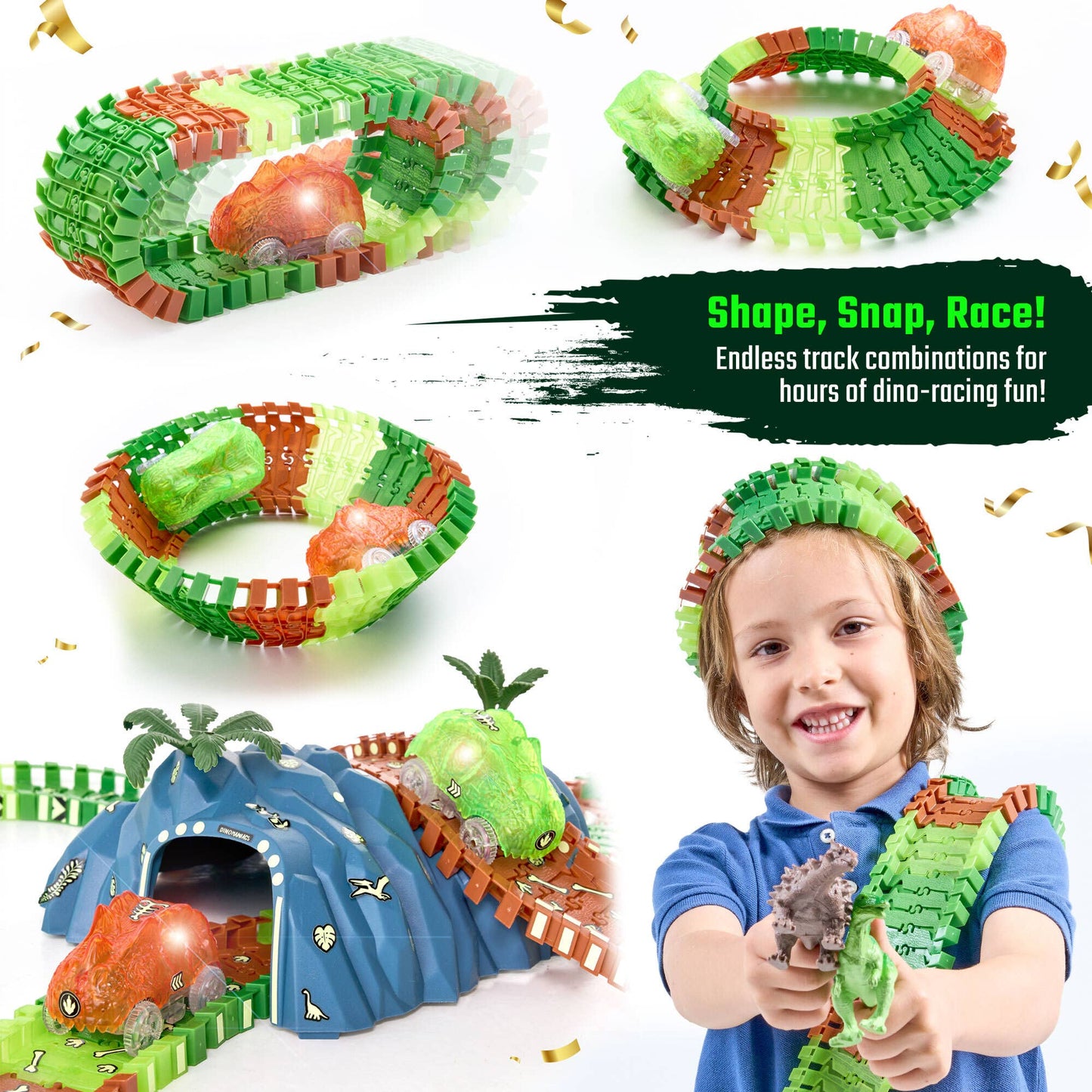 Dinosaur Forest Race Car Track Edition STEM Toy Gift Set