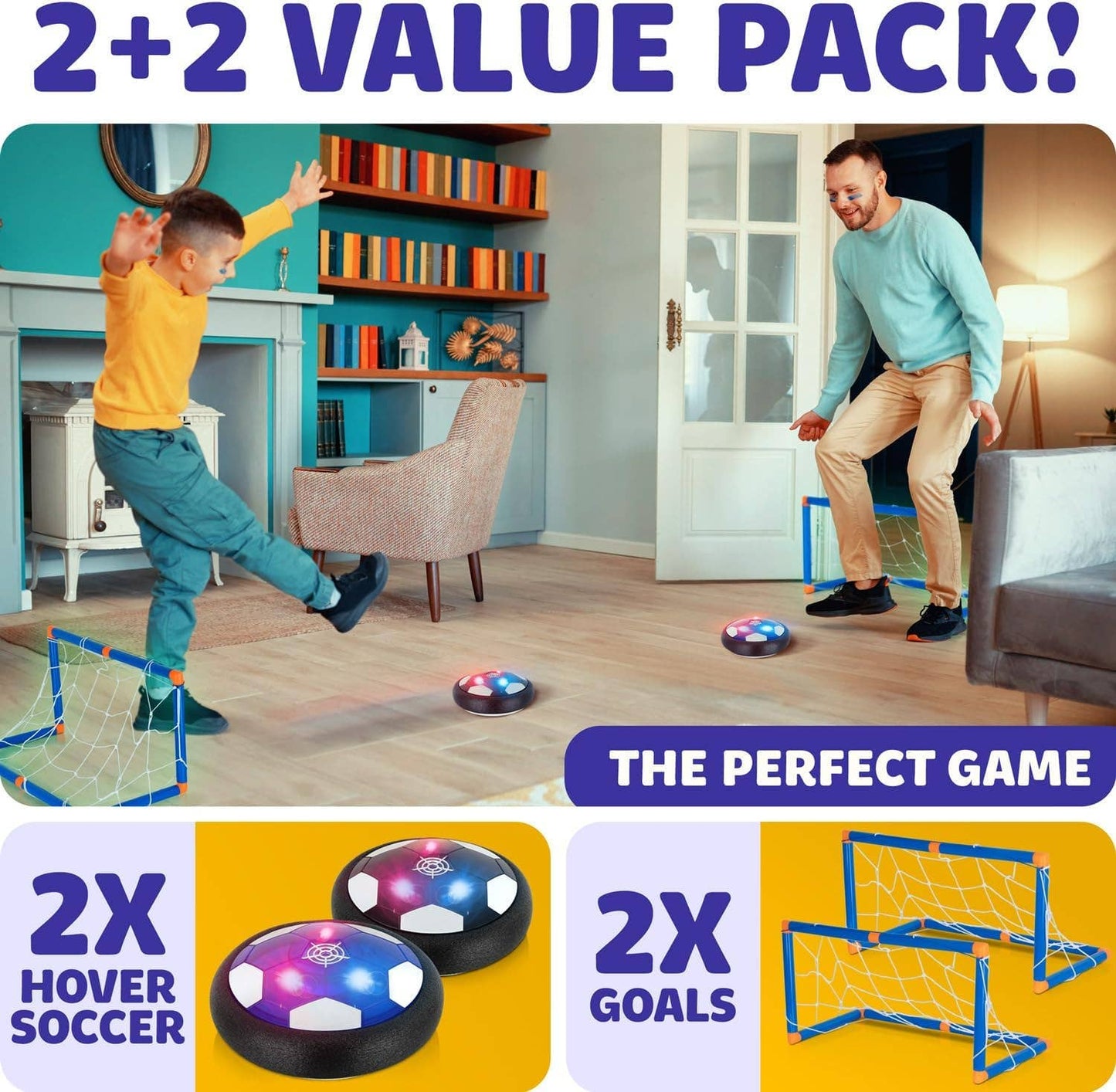 Hover Soccer Ball (2 Floating Disk + 2 Goals)