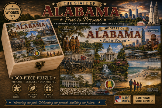 Handcrafted 300-Piece Wooden Jigsaw Puzzle State Collection